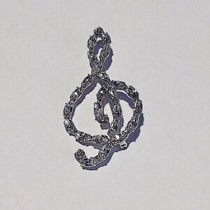 Treble Clef Music Note Rhinestone Brooch
